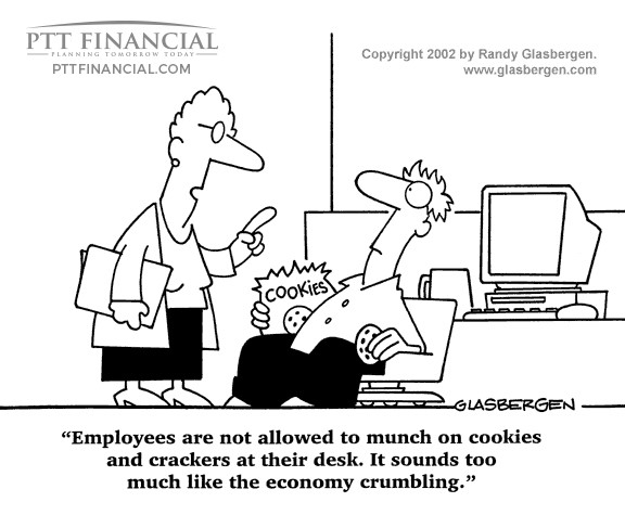 PTT Financial Cartoon of the Week: Employees are Not Allowed to Munch on Cookies and Crackers at their Desk